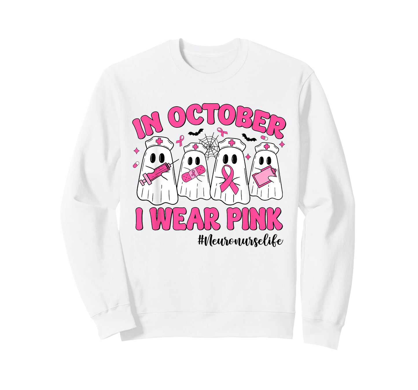 in October I Wear Pink Neuro Nurse Life Breast Cancer T-Shirt