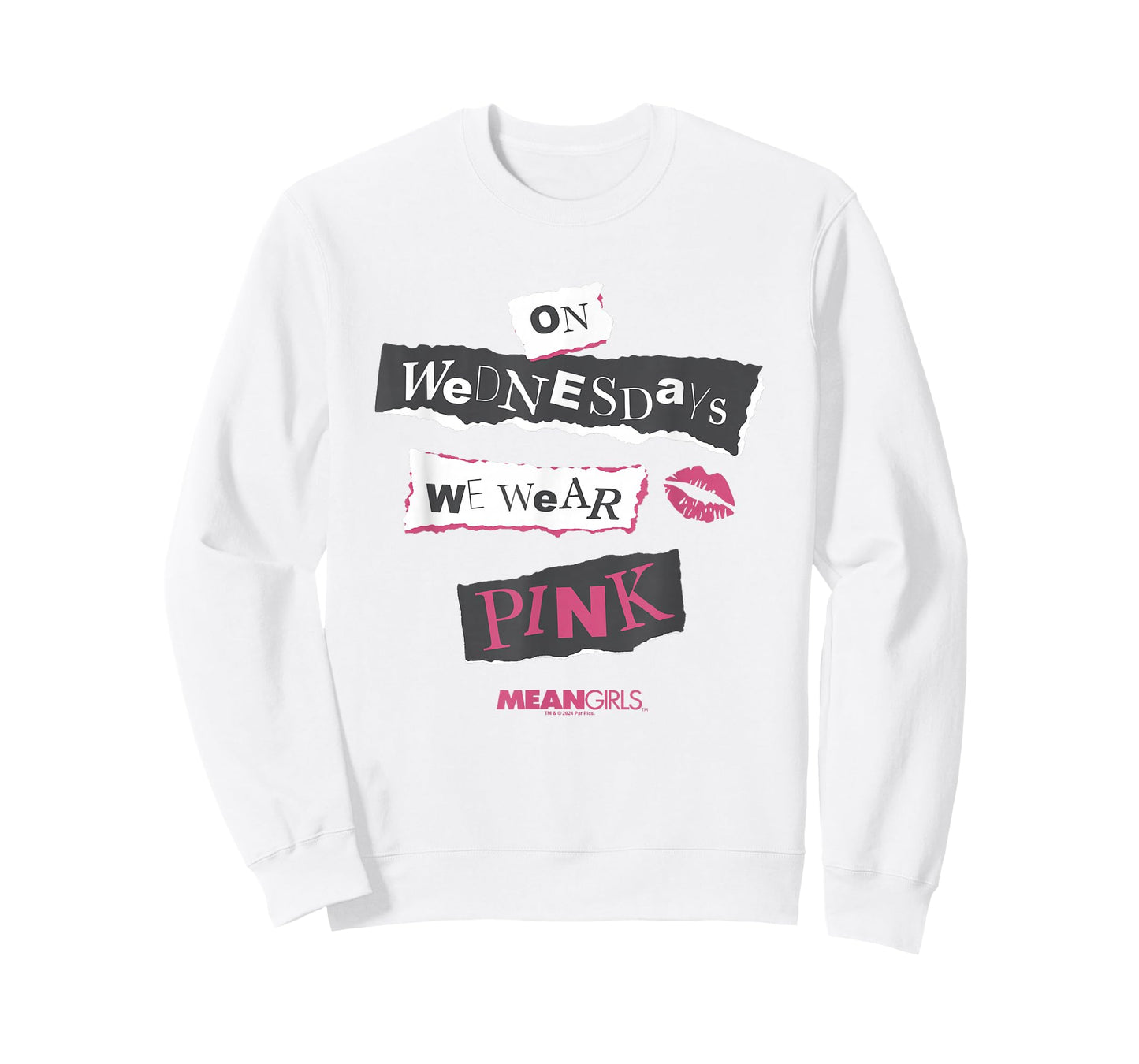 Mean Girls On Wednesdays We Wear Pink Big Chest Text Logo T-Shirt