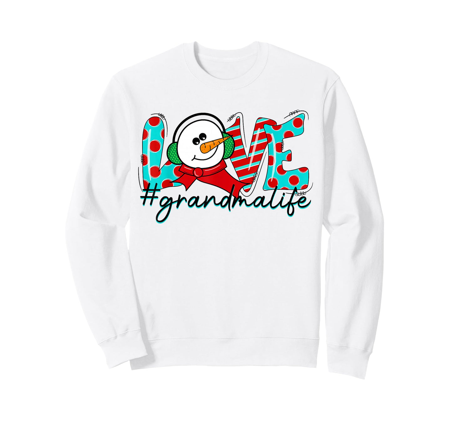 Love Grandma Life Christmas Grandma Xmas Pajama Snowman T-Shirt
