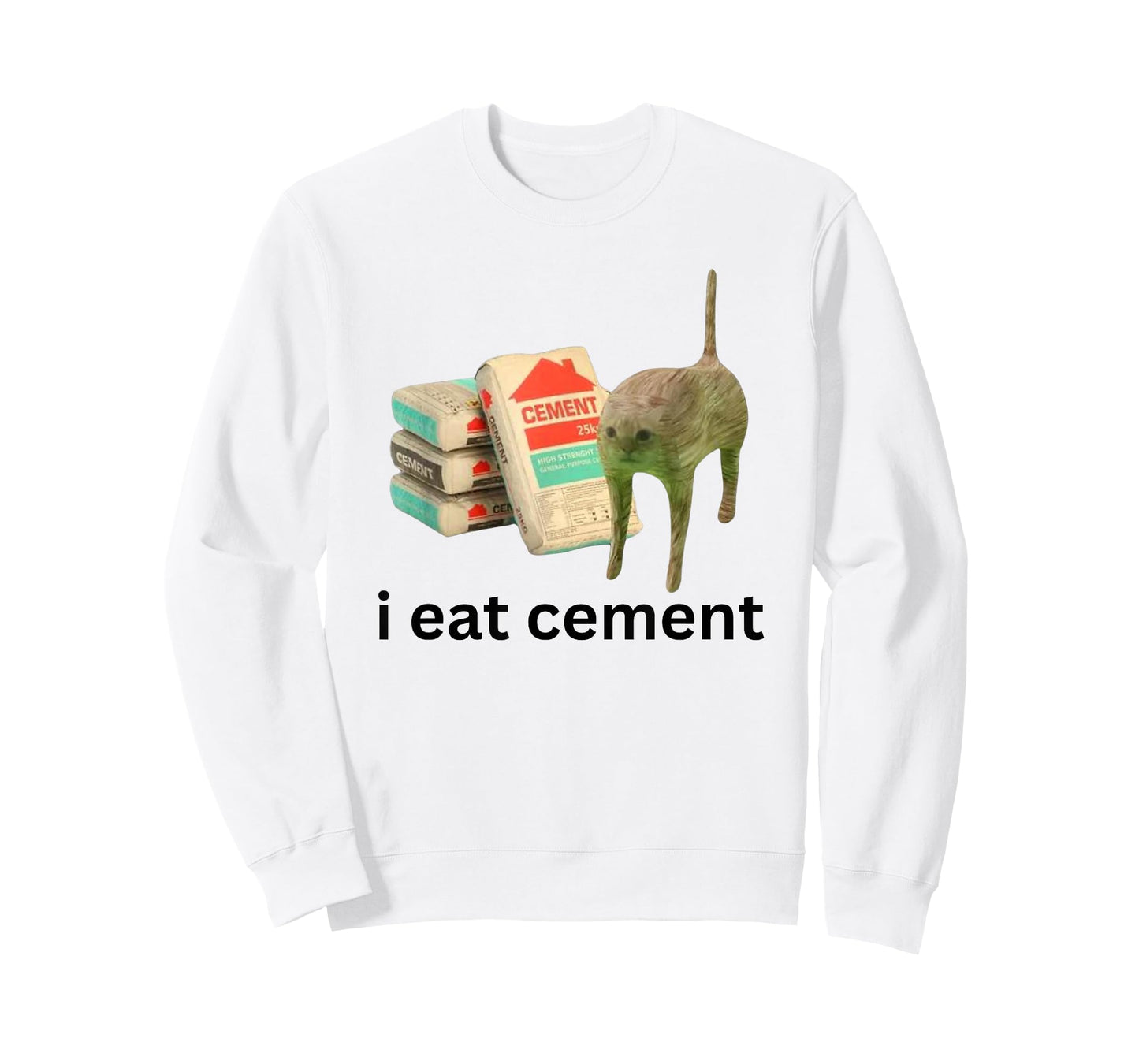 I Eat Cement Funny Cursed Cat Unhinged Meme T-Shirt