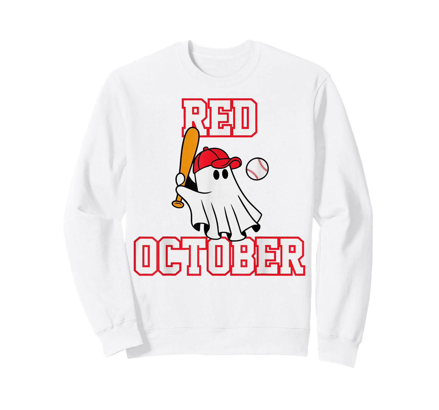 Red October Halloween Ghost Playing Baseball Sport Women Men T-Shirt