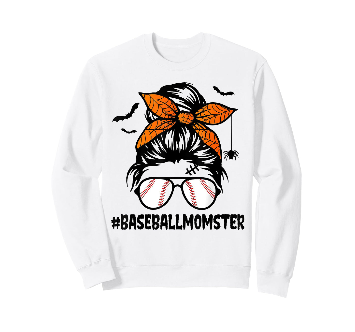 Baseball Momster Shirt for Women Halloween Mom Messy Bun T-Shirt