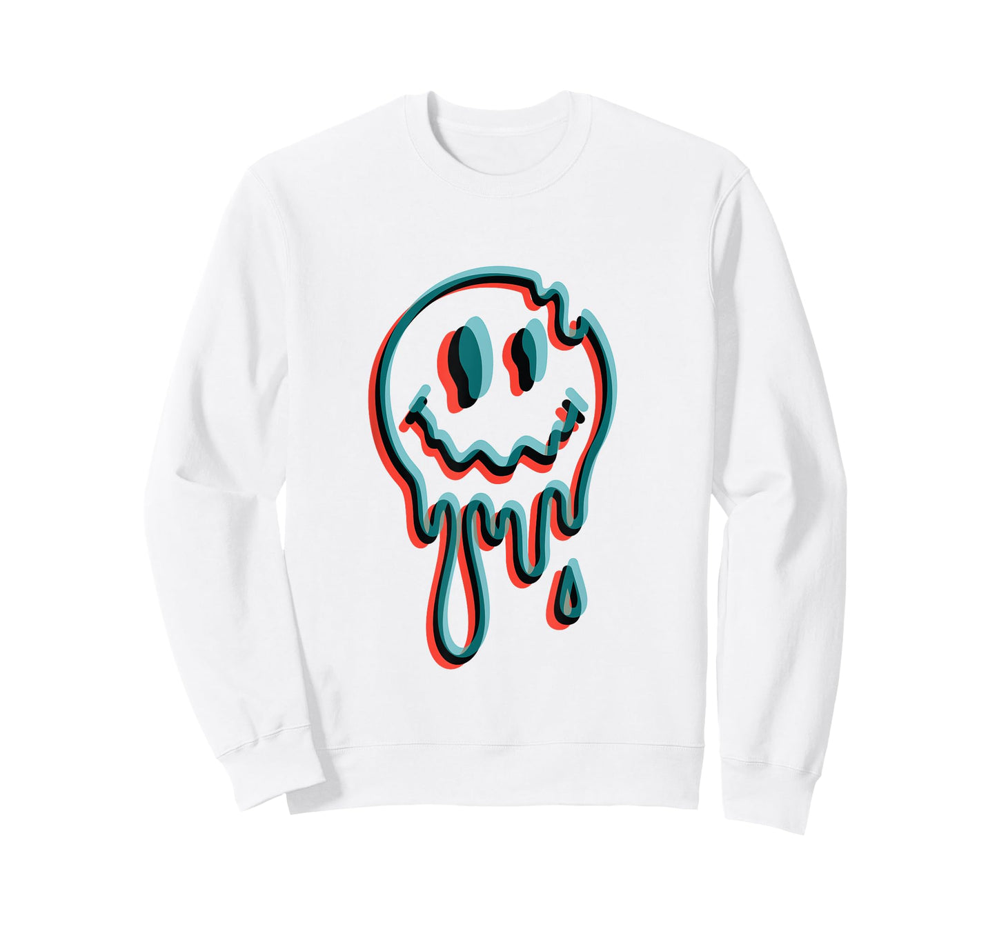 Melting Smiling Face Glitch Trippy Dripping T-Shirt