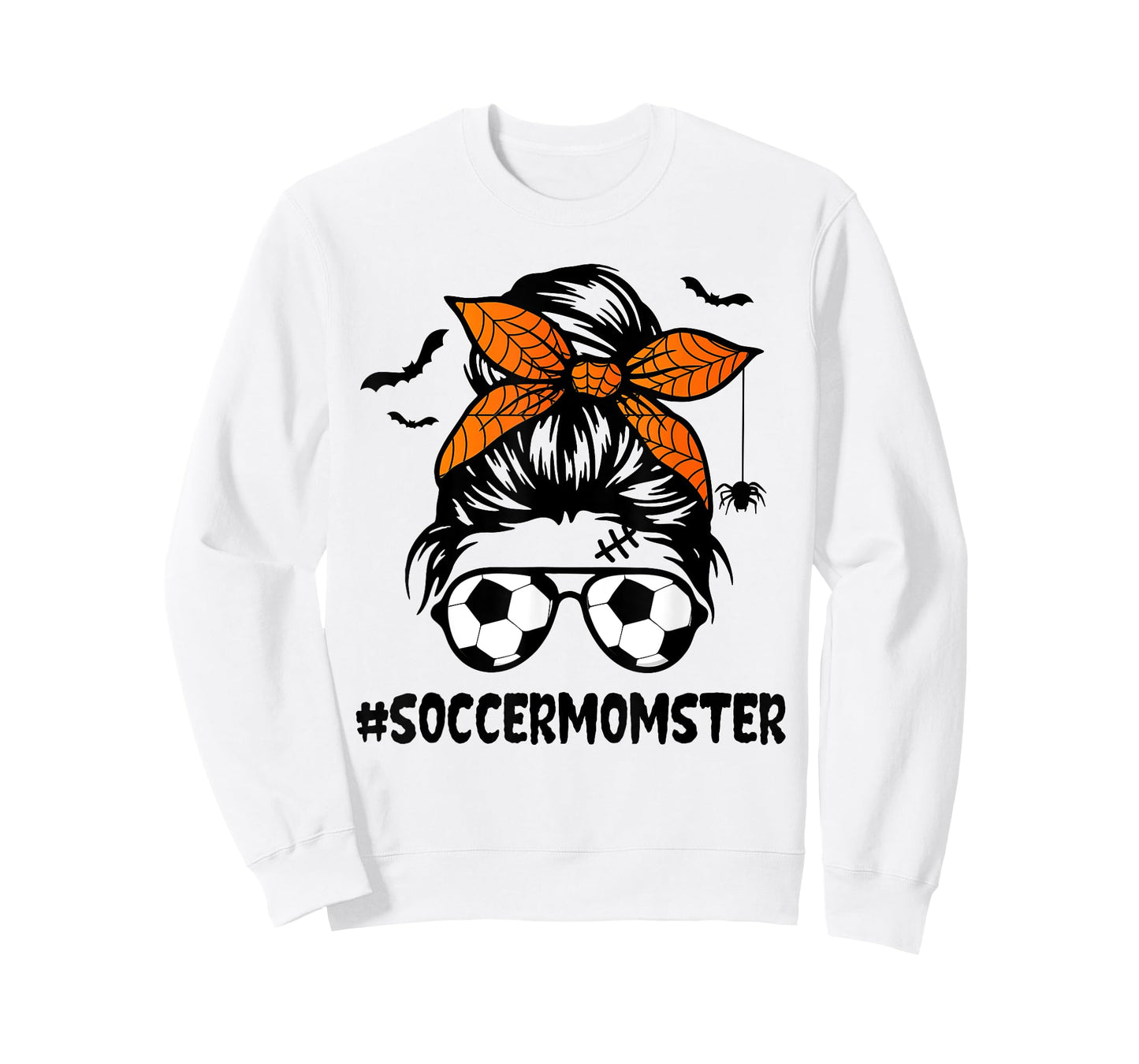 Soccer Momster for Women Halloween Mom Messy Bun Hair T-Shirt