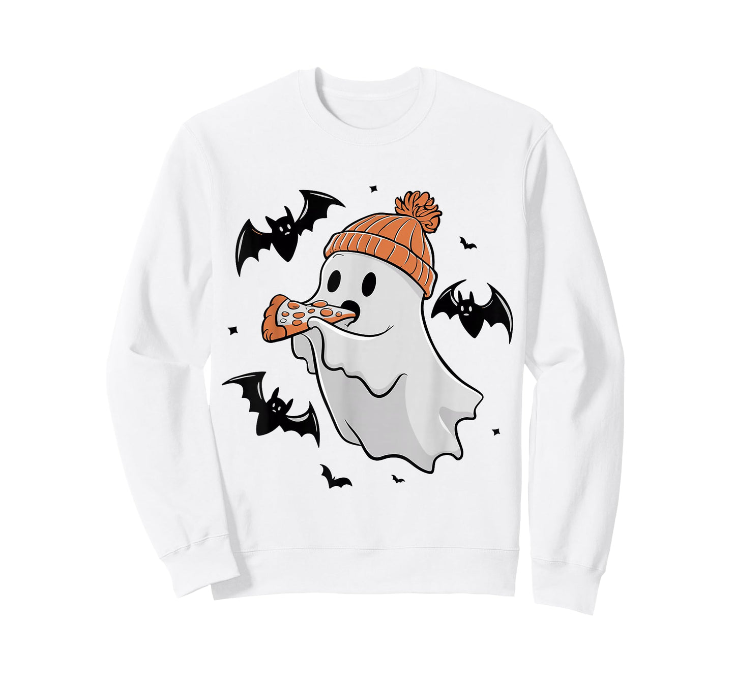 Cute Ghost Eating Pizza Lovers Spooky Halloween Food Costume T-Shirt