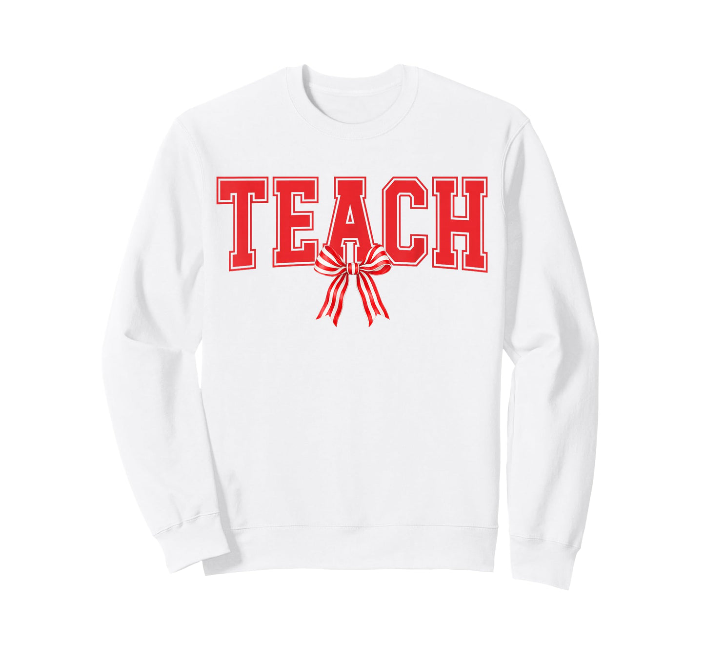 Teach Candy Cane Coquette Bow Cute Teacher Christmas T-Shirt