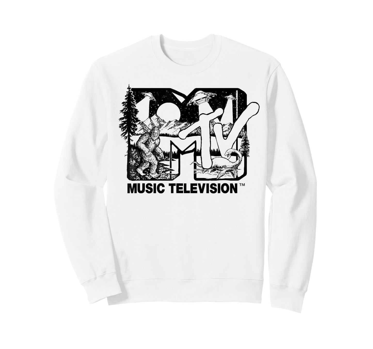 Mademark x MTV - Cryptid-Filled MTV Logo Feat. Bigfoot, UFO, & Nessie Outline T-Shirt