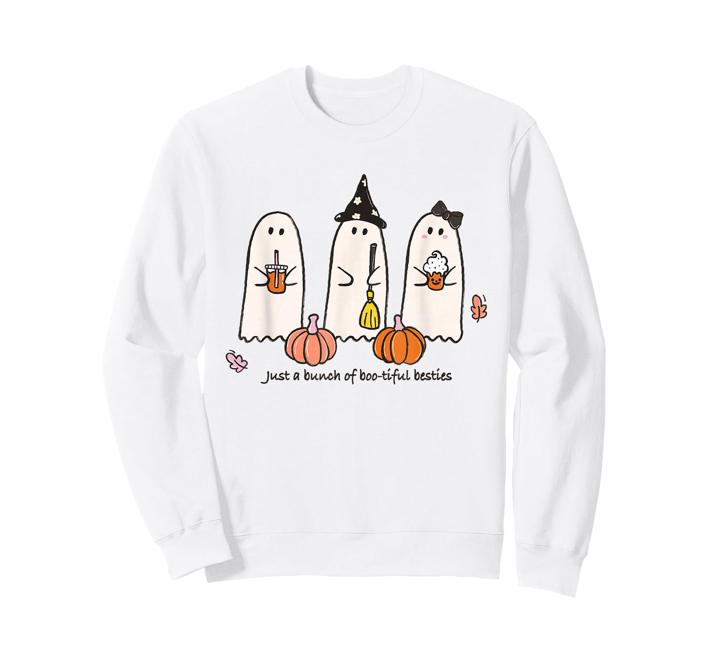 Cute Halloween Ghost Besties Tee Pumpkin Witch Fall Matching T-Shirt