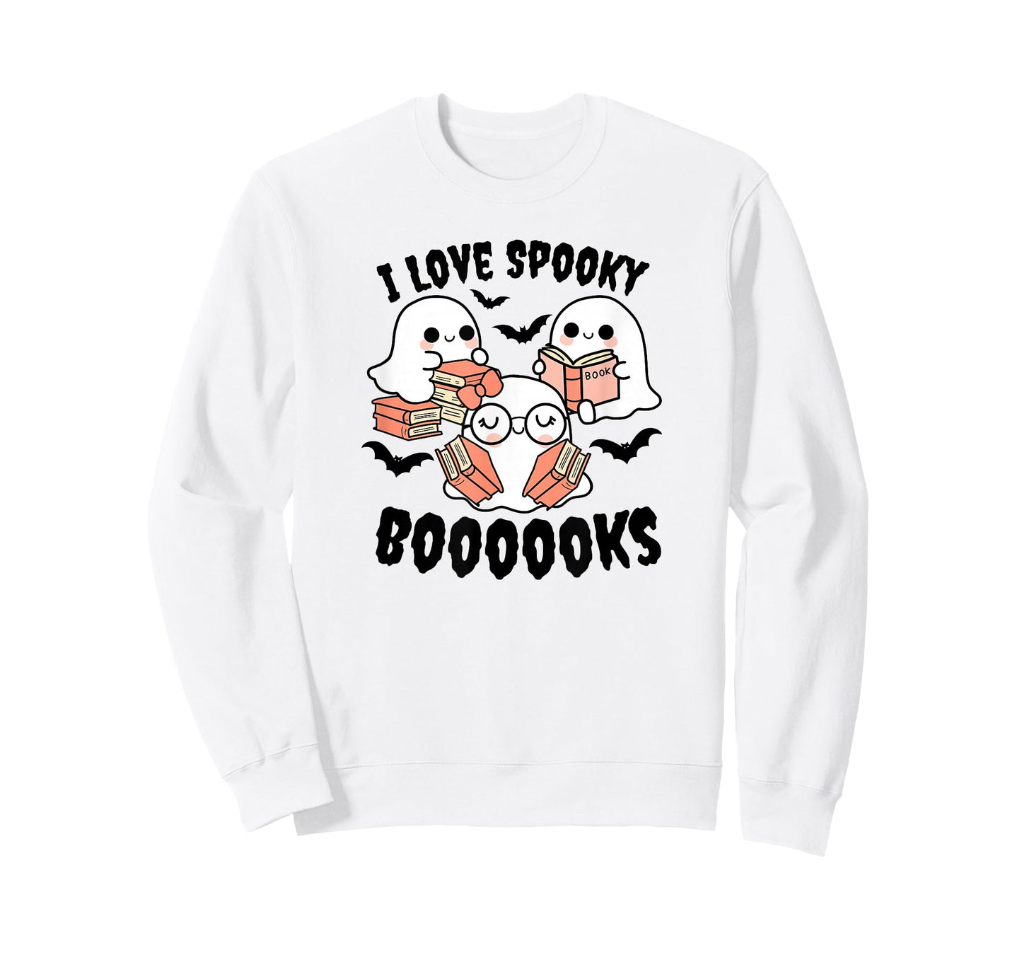 I Love Spooky Booooks Kawaii Ghosts Books Lover Reading T-Shirt