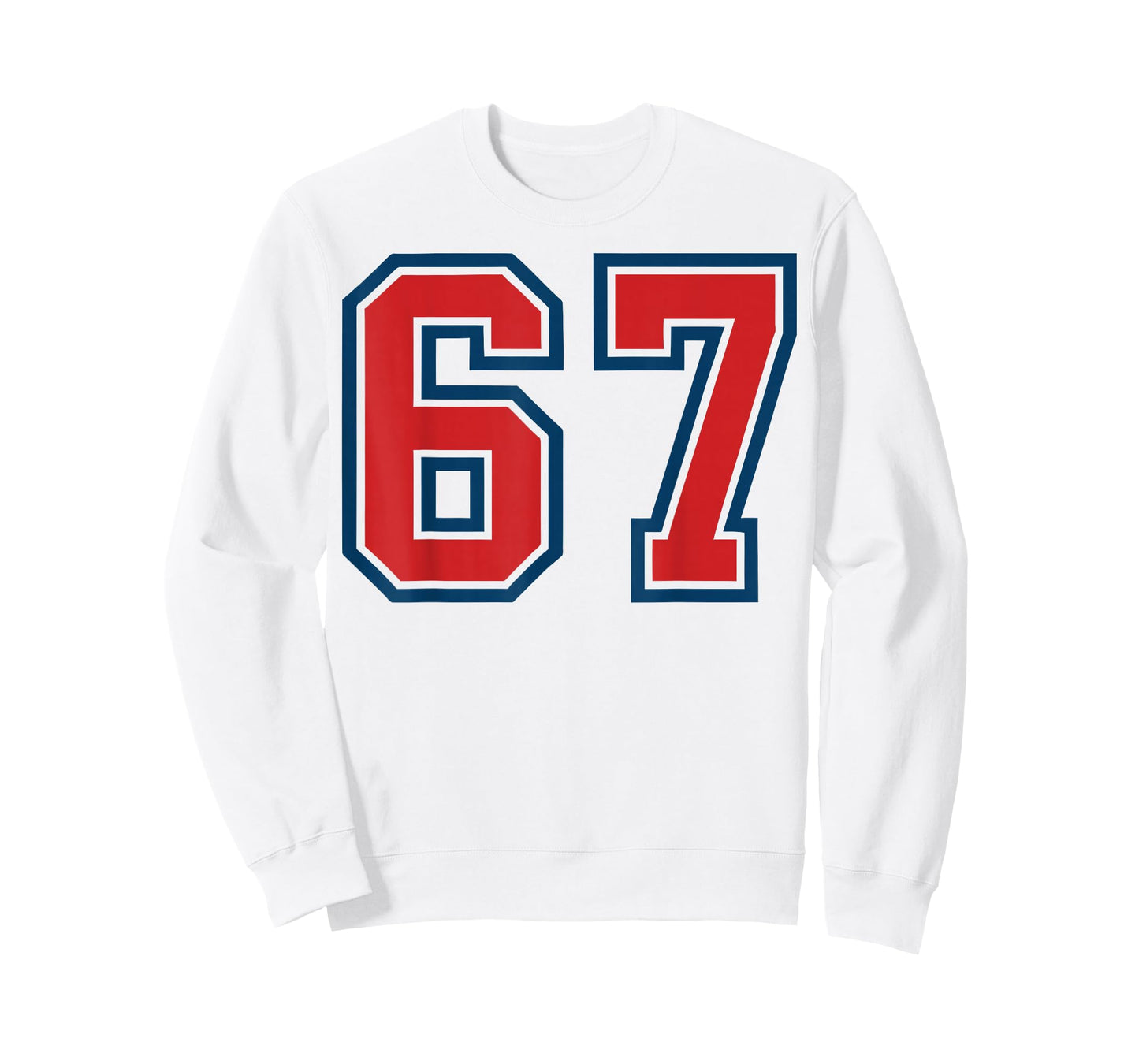 Red and Blue Sports Number 67 Jersey Uniform Player Fan T-Shirt
