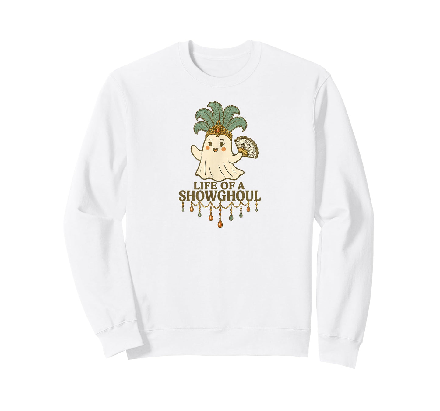 Life of a Showghoul Cute Halloween Ghost Showgirl Fan Design T-Shirt