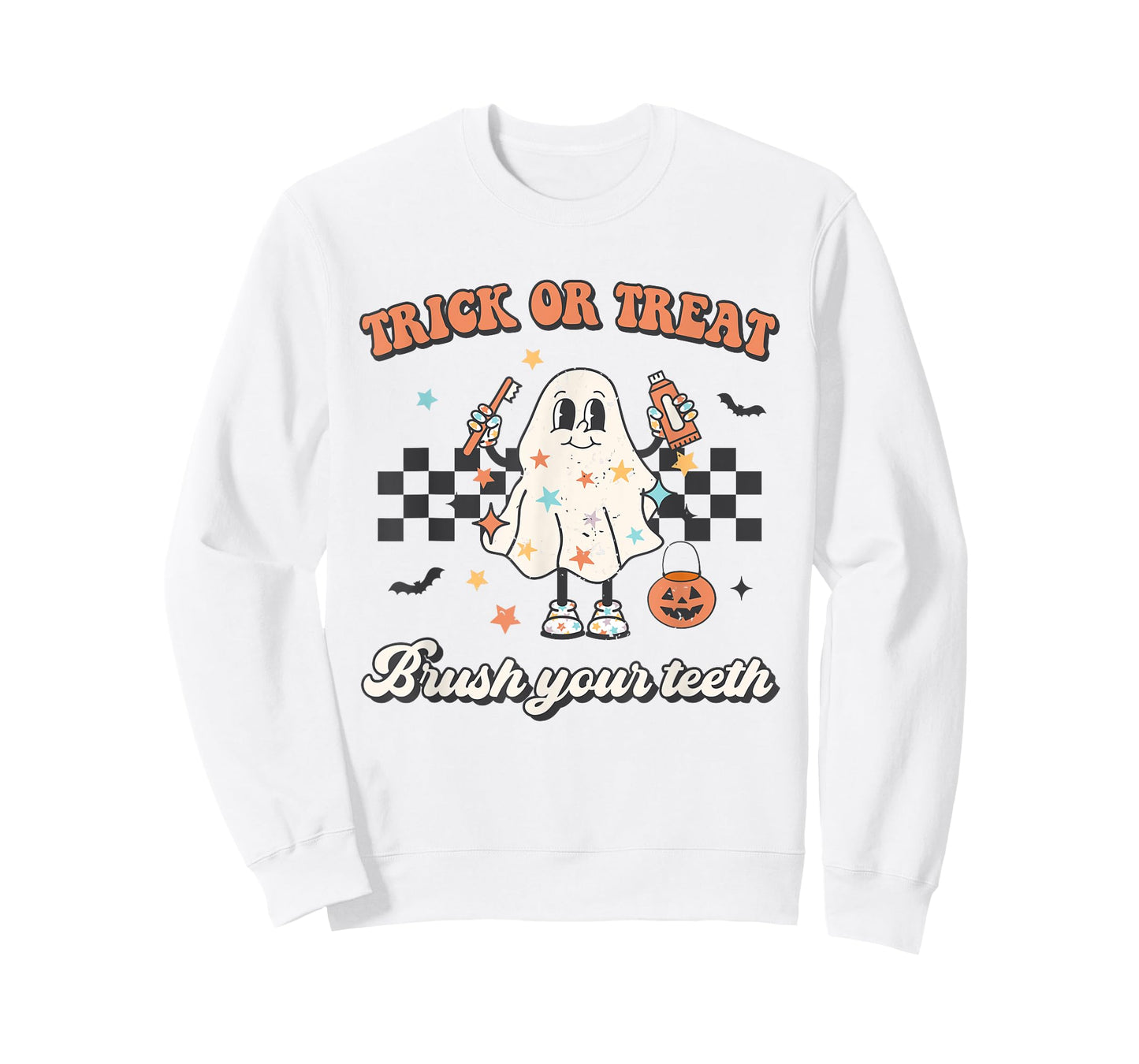 Trick Or Treat Brush Your Teeth Retro Halloween Cute Dentist T-Shirt