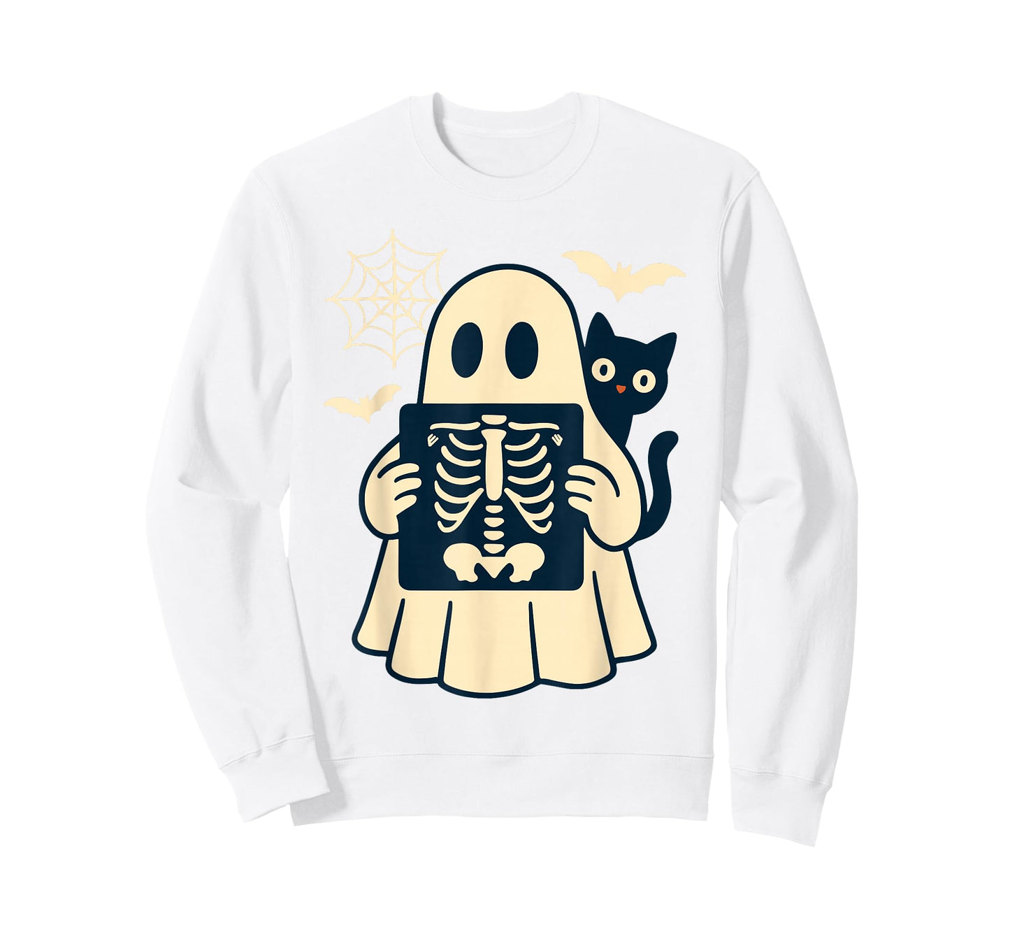 Radiology Ghost Halloween Xray Tech Radiologist Black Cat T-Shirt