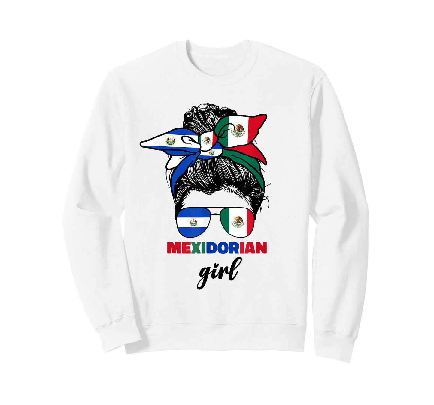 Half Mexican and Salvadorian Mexico El Salvador Flag Girl T-Shirt