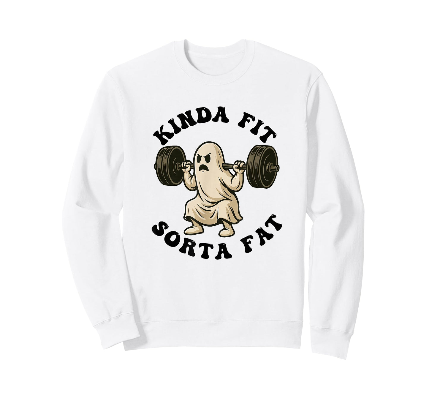Kinda Fit Sorta Fat Ghost Weightlifting Workout Halloween T-Shirt