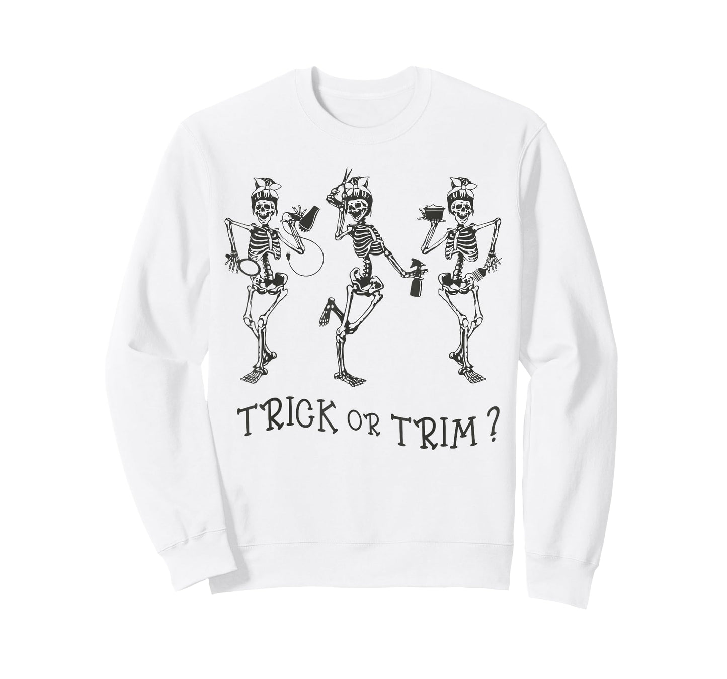 Funny Dancing Skeleton Trick Or Trim Hairstylist Halloween T-Shirt