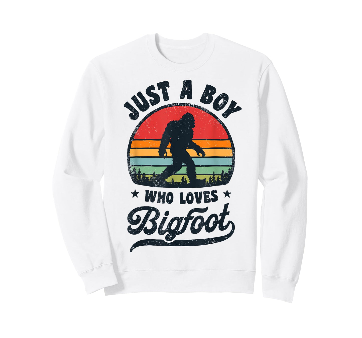 Bigfoot Just A Boy Who Loves Sasquatch Funny Retro Vintage T-Shirt