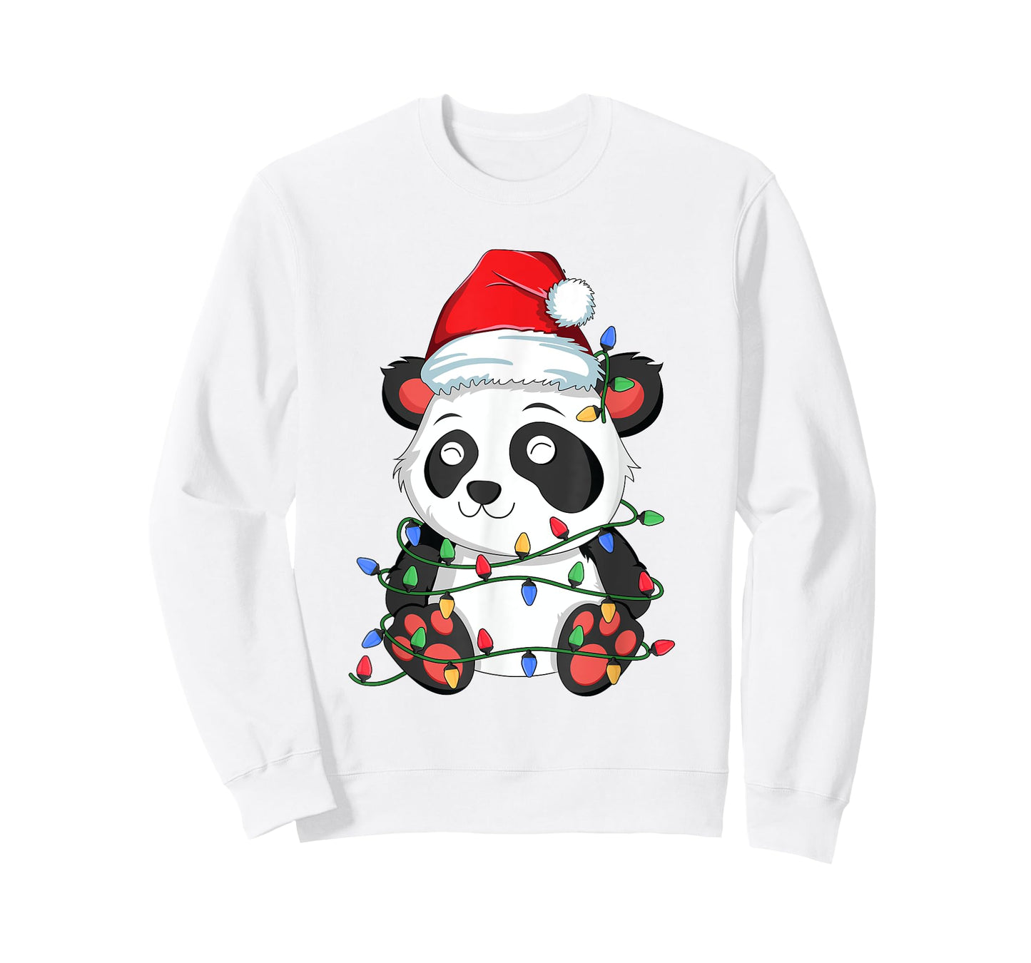 Panda Christmas Tree Lights Kawaii Bear Xmas Kids Boys Girls T-Shirt
