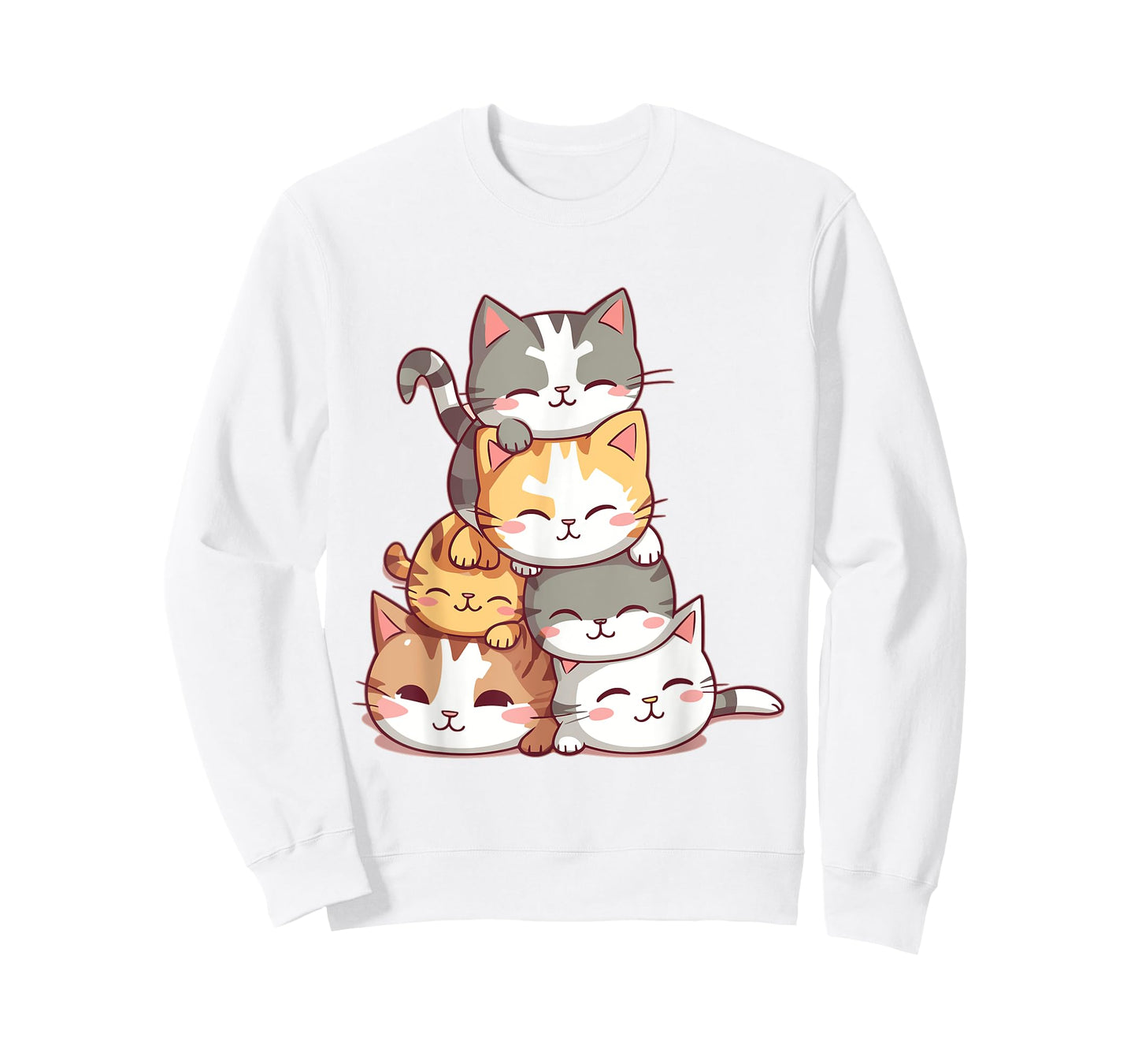Cat Cute Kitty Pile Cats Anime Kawaii Neko Women Girls T-Shirt