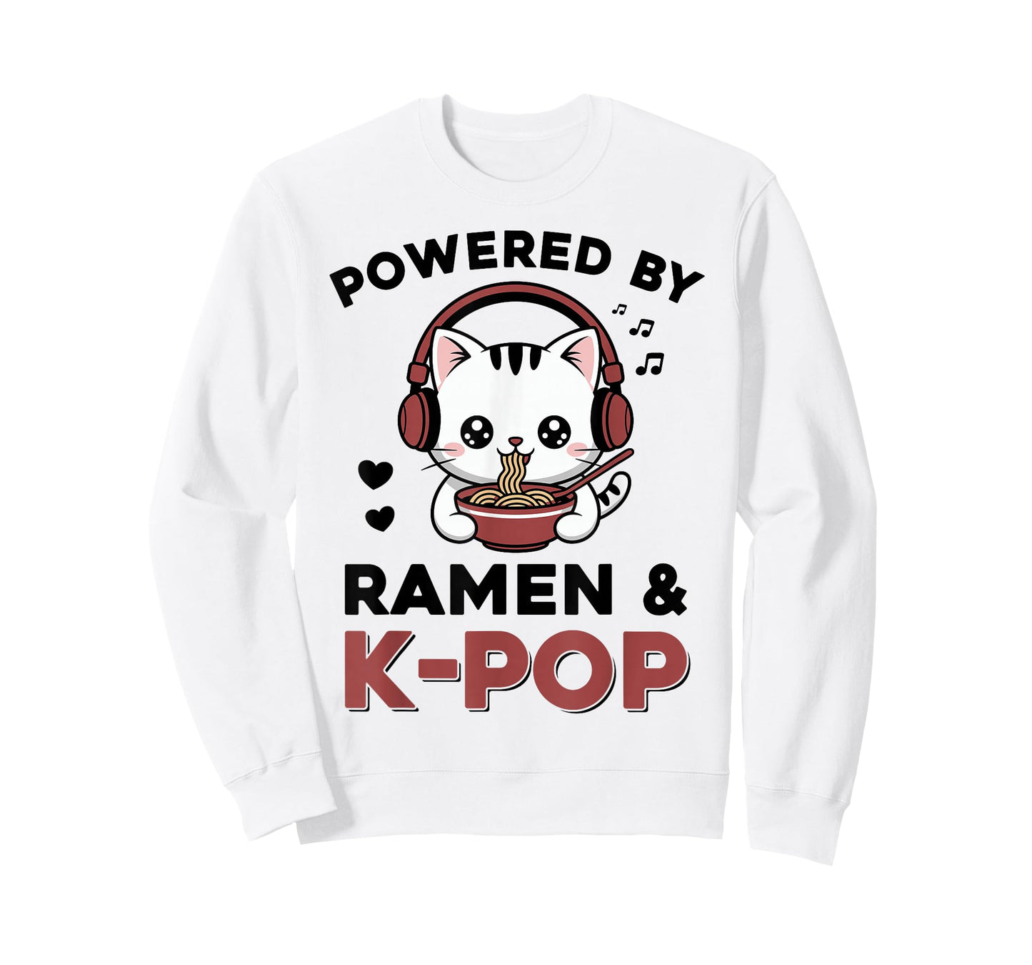 Kawaii Ramen Kpop Powered by Ramen & K-Pop Kawaii Cat K Pop T-Shirt