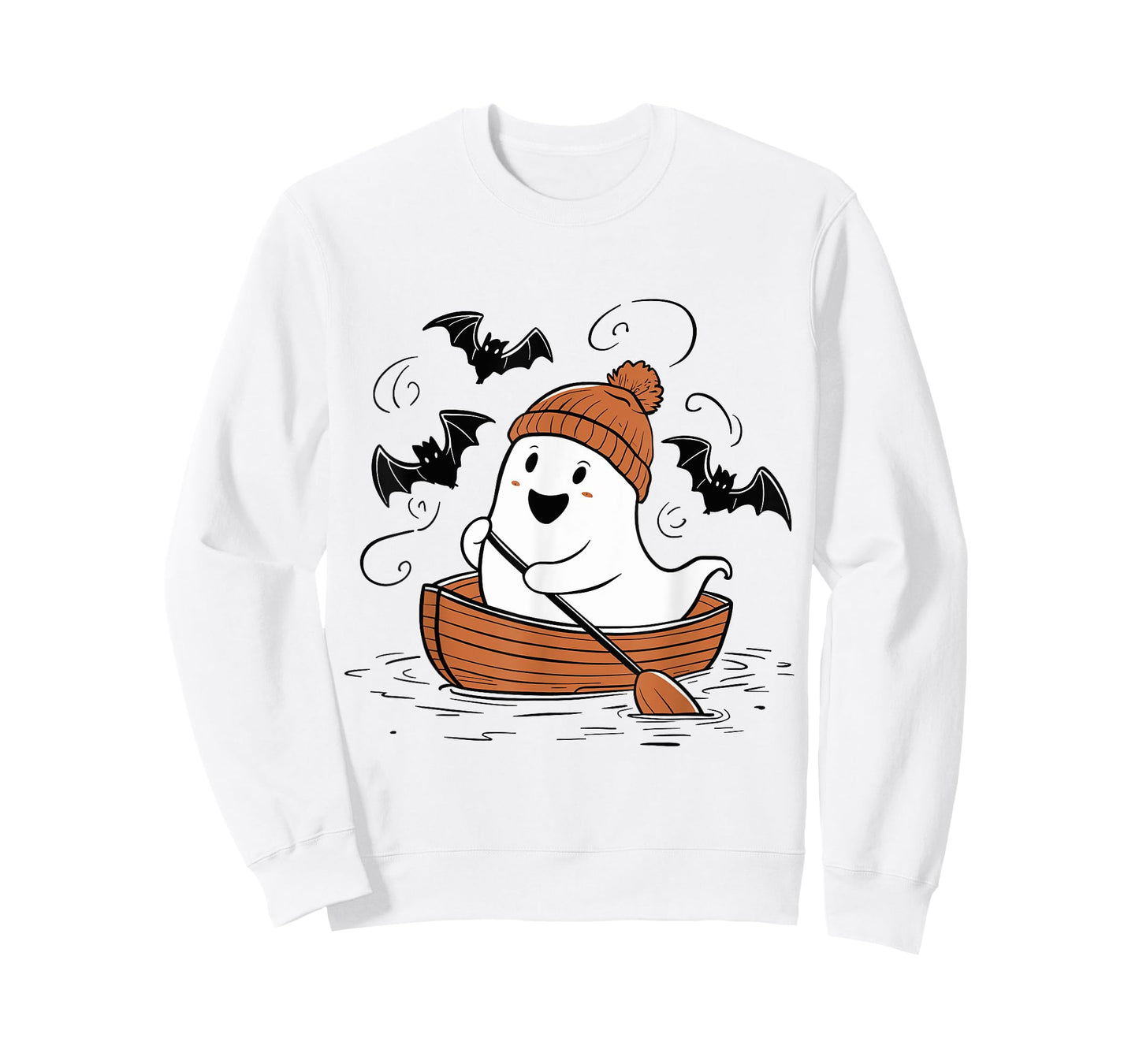 Cute Ghost Rowing Lovers Spooky Lake Boat Halloween T-Shirt