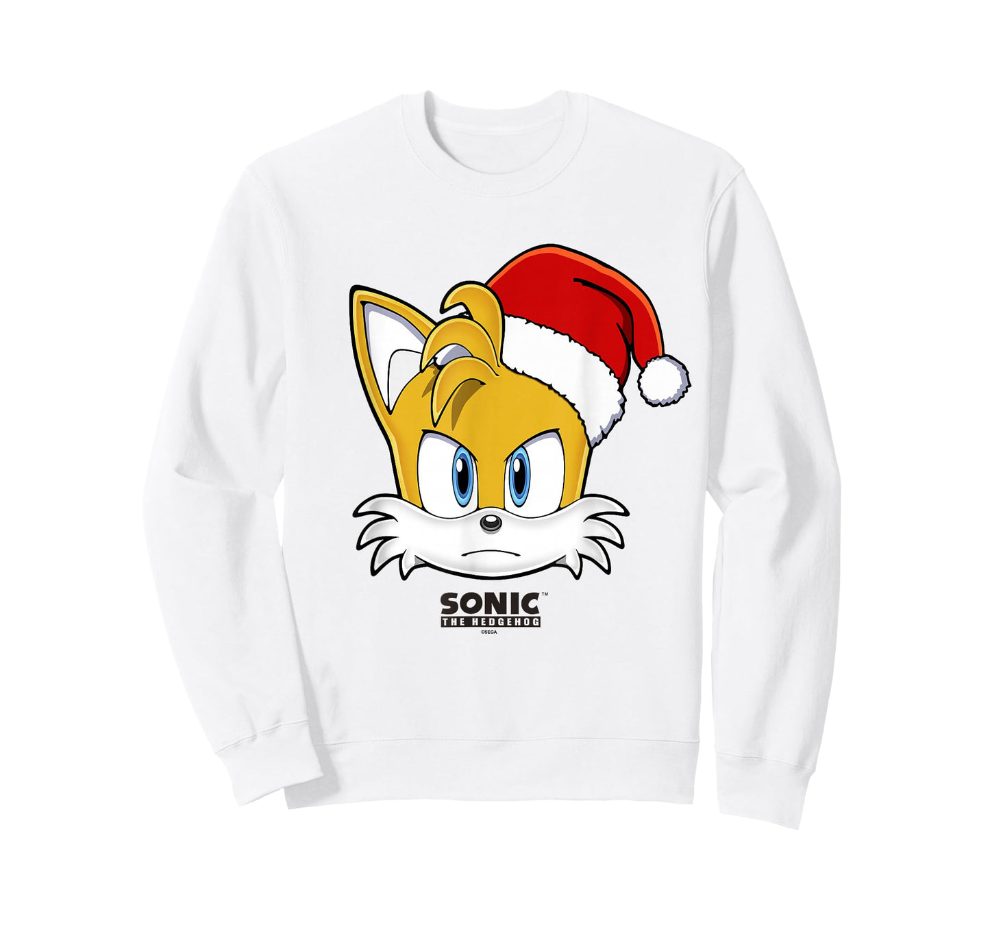 Sonic The Hedgehog Christmas Tails Santa Hat Big Face T-Shirt