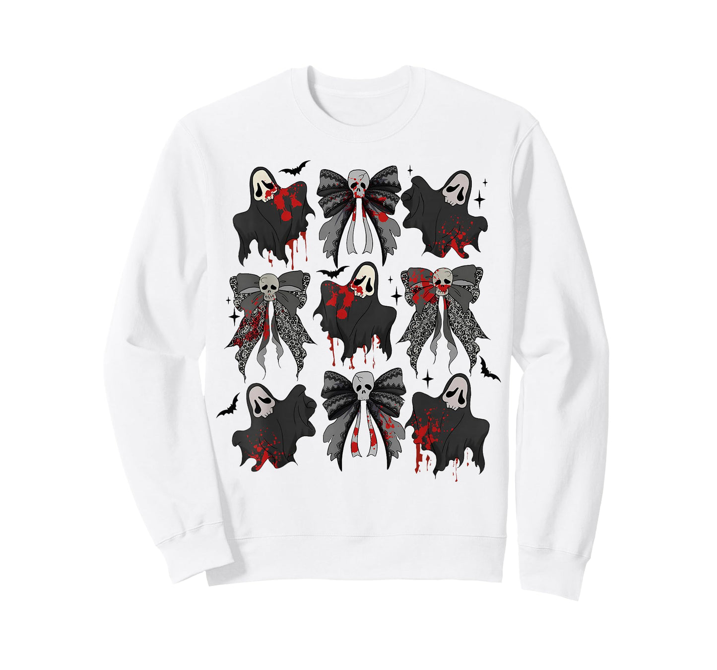 Coquette Bow Cute Ghost Spooky Season Scare Horror Halloween T-Shirt