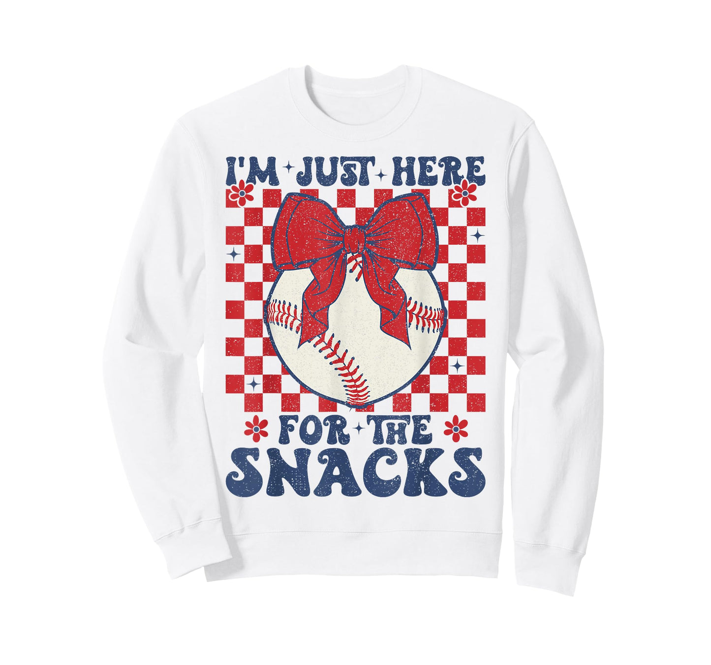 Retro Baseball Sister I'm Just Here for the Snacks Girls Mom T-Shirt
