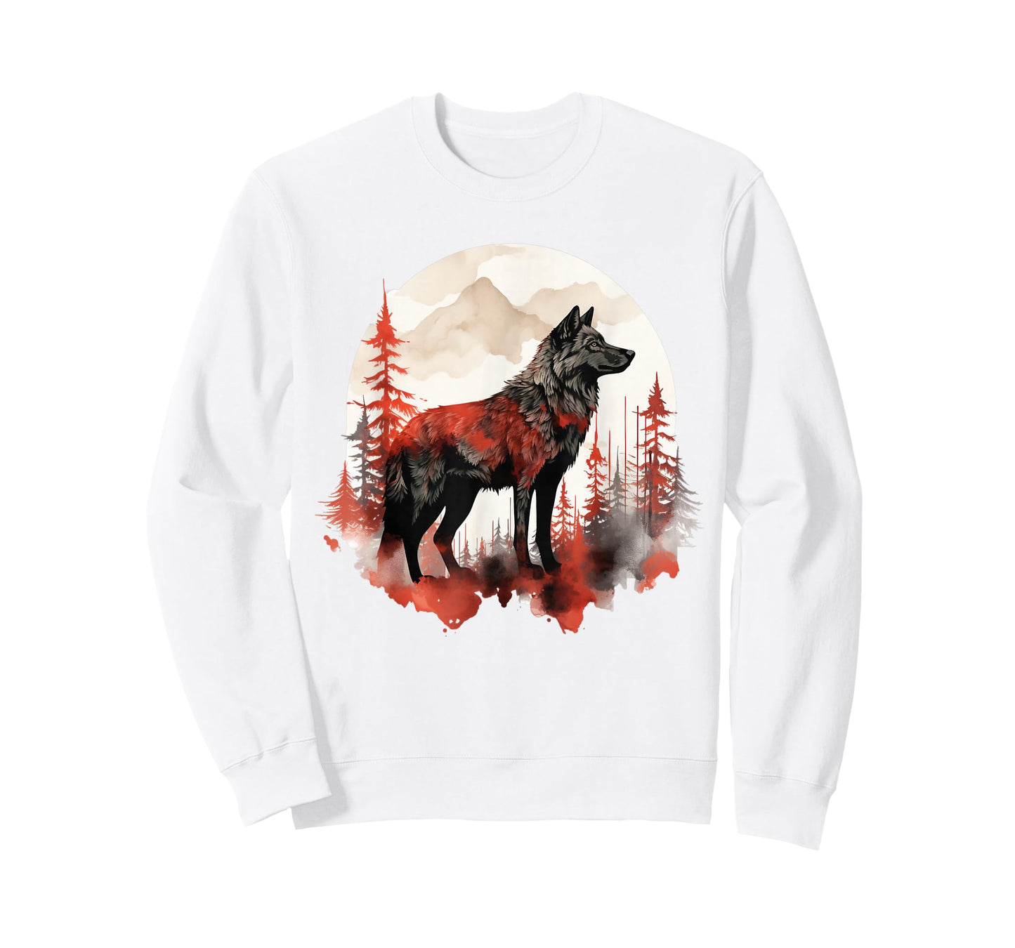Wolf Splash Art Animal Face Forest Landscape Wolf T-Shirt