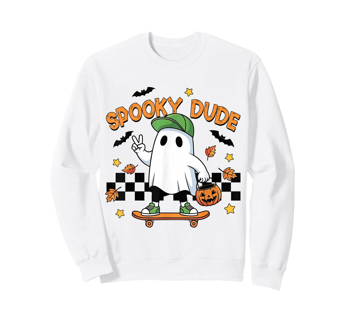 Spooky Dude Ghost Halloween Fall Pumpkin Season Boys Kids T-Shirt