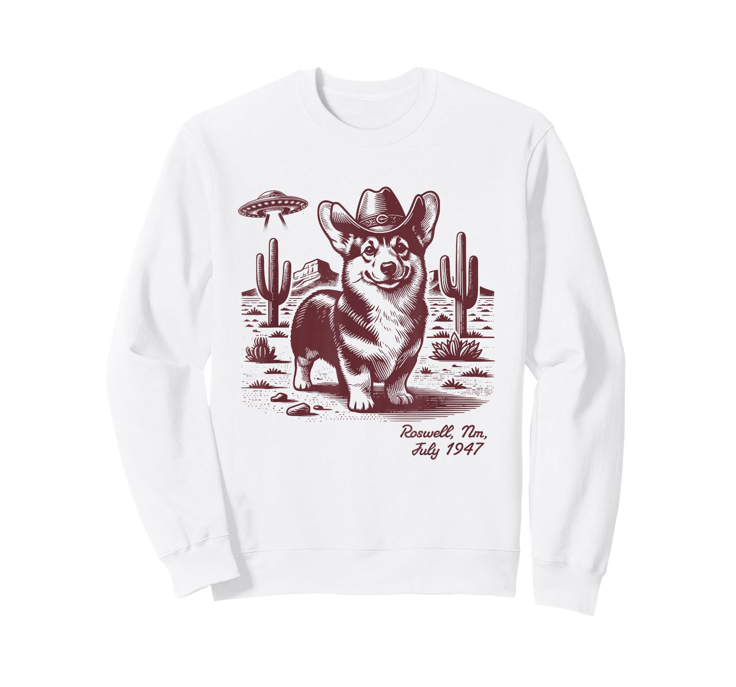 Retro 90s Cowgirl Western Cowboy Corgi Ufo Alien T-Shirt