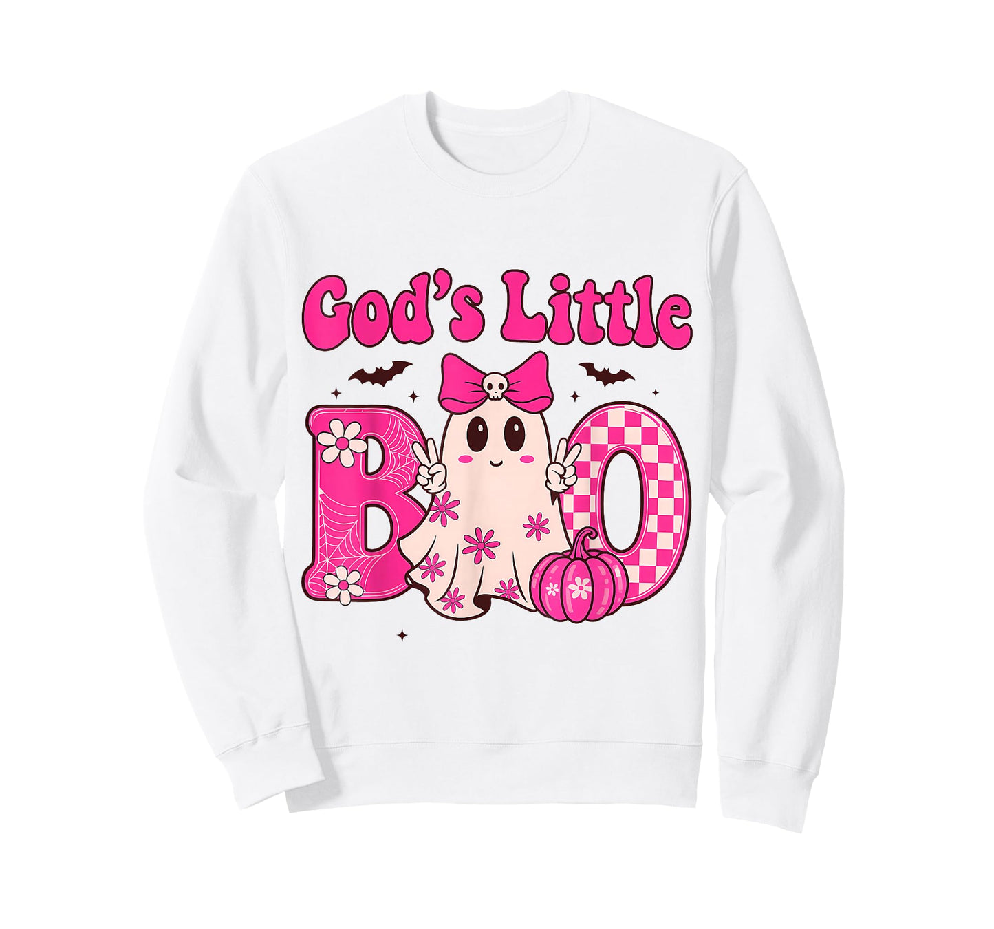 Gods Little Boo Halloween Toddler Girl Kid Ghost Bow Pumpkin T-Shirt