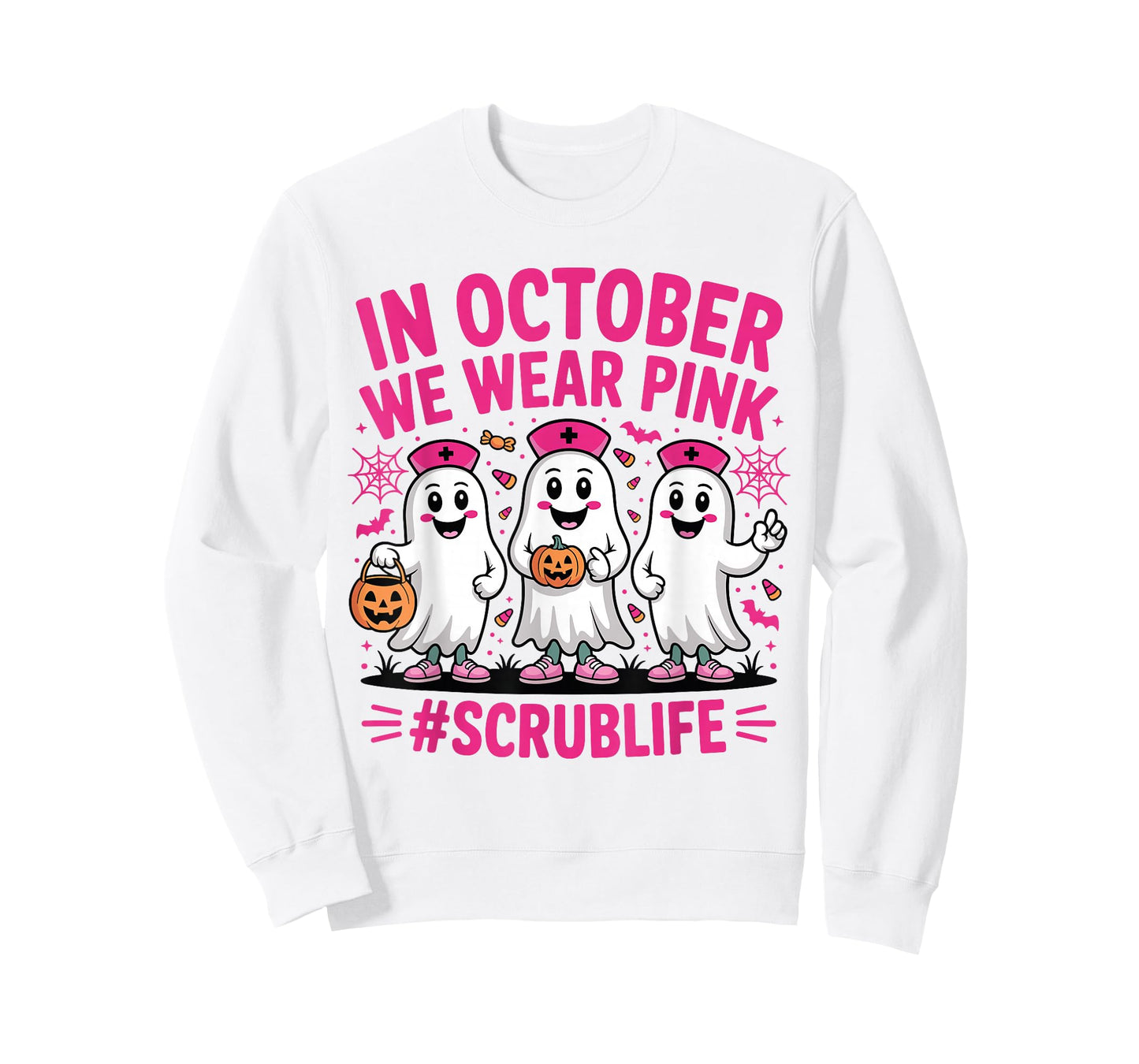 Nurse Scrub Life in October We Wear Pink Breast Cancer Nurse T-Shirt