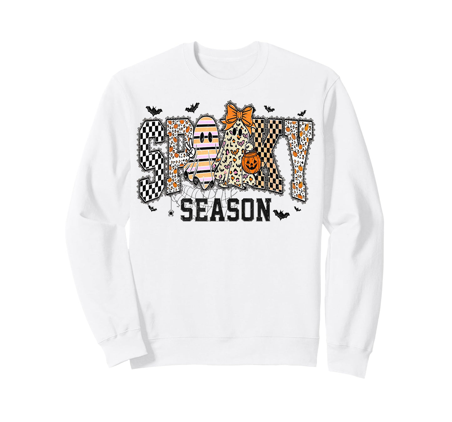 Halloween Leopard Checkered Fall Spooky Season Cute T-Shirt