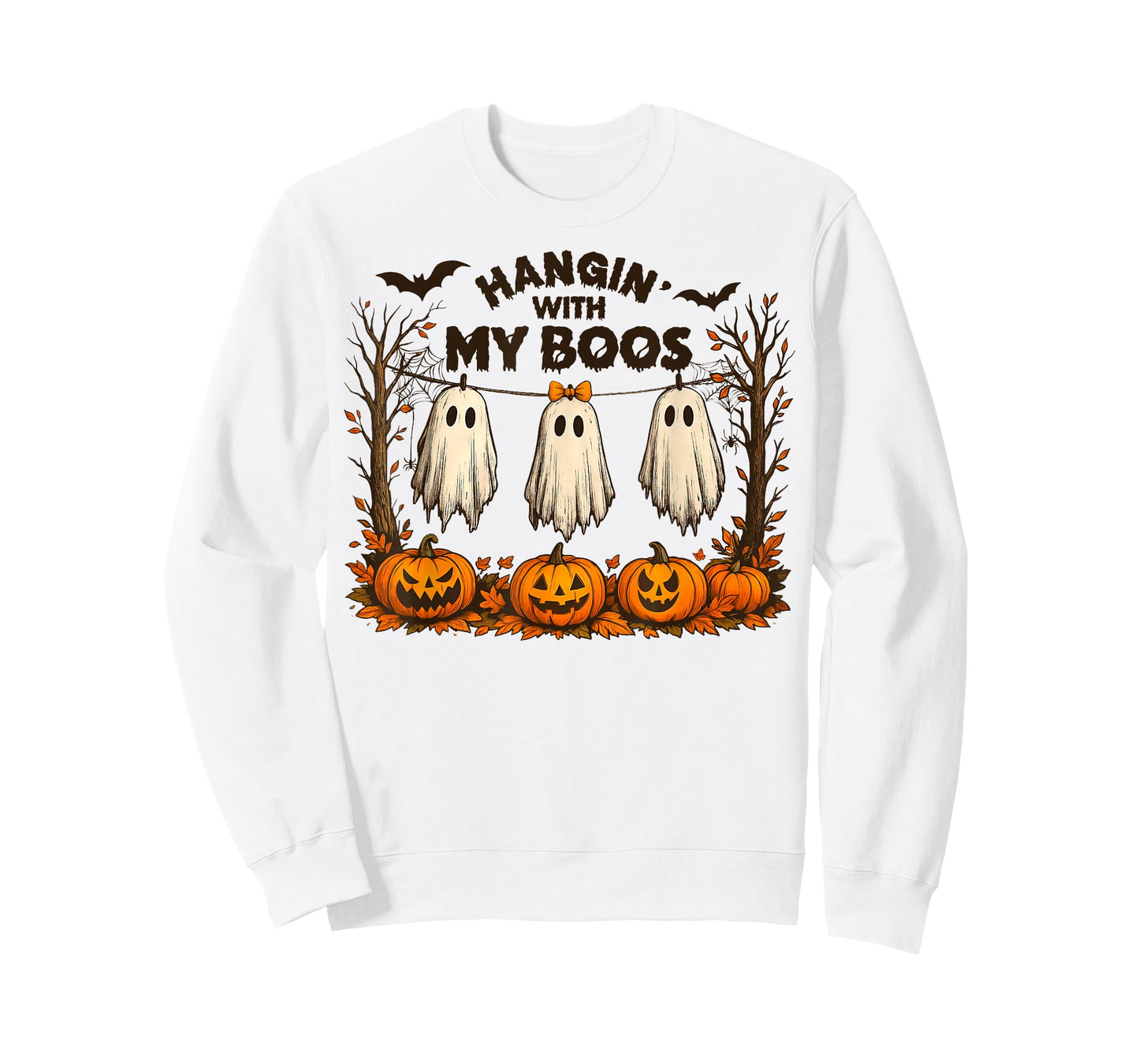 Hangin' with My Boos Funny Hanging Ghosts Spooky Halloween T-Shirt