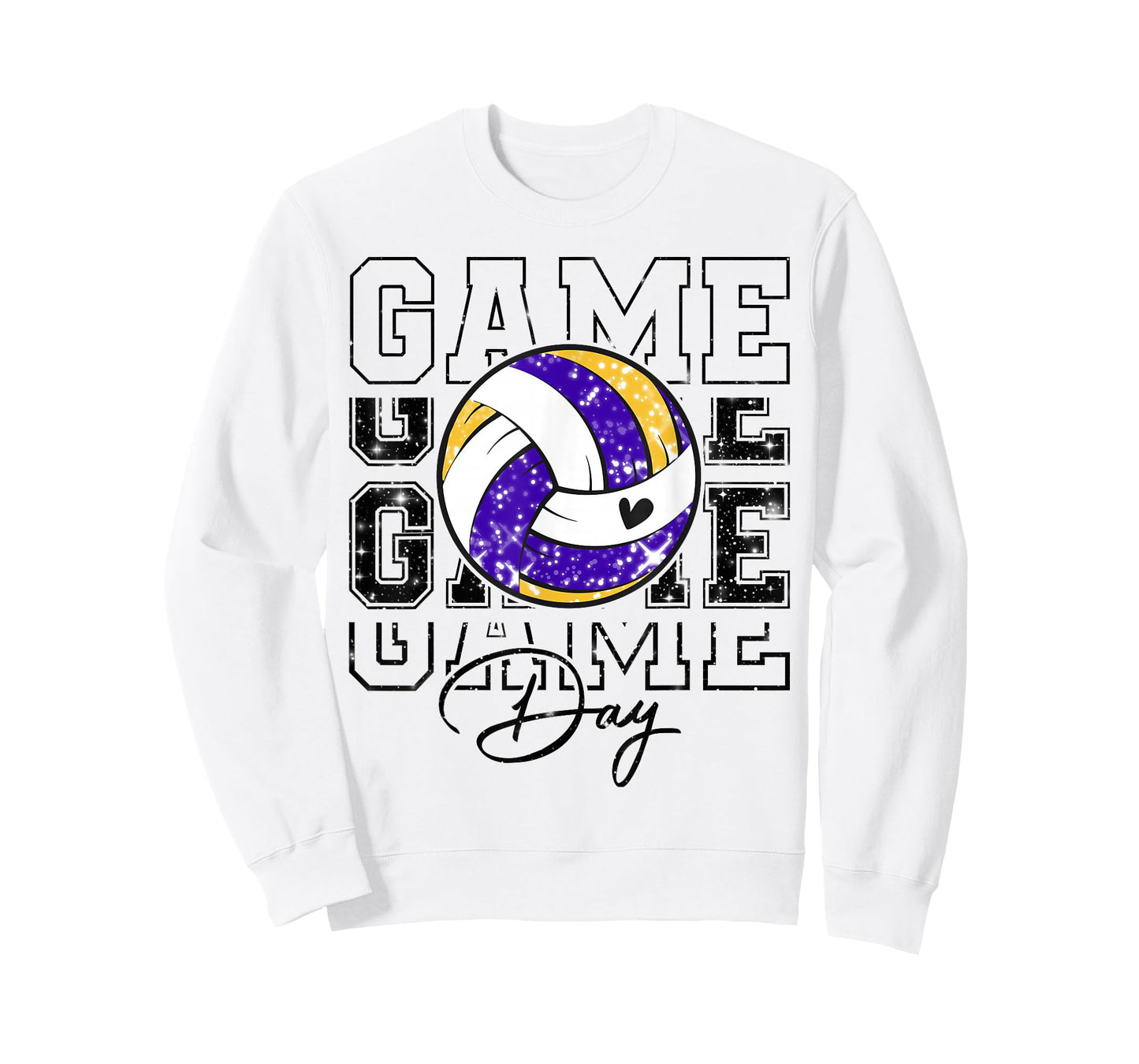 Volleyball Game Day Girls Volleyball Mom Purple & Gold T-Shirt