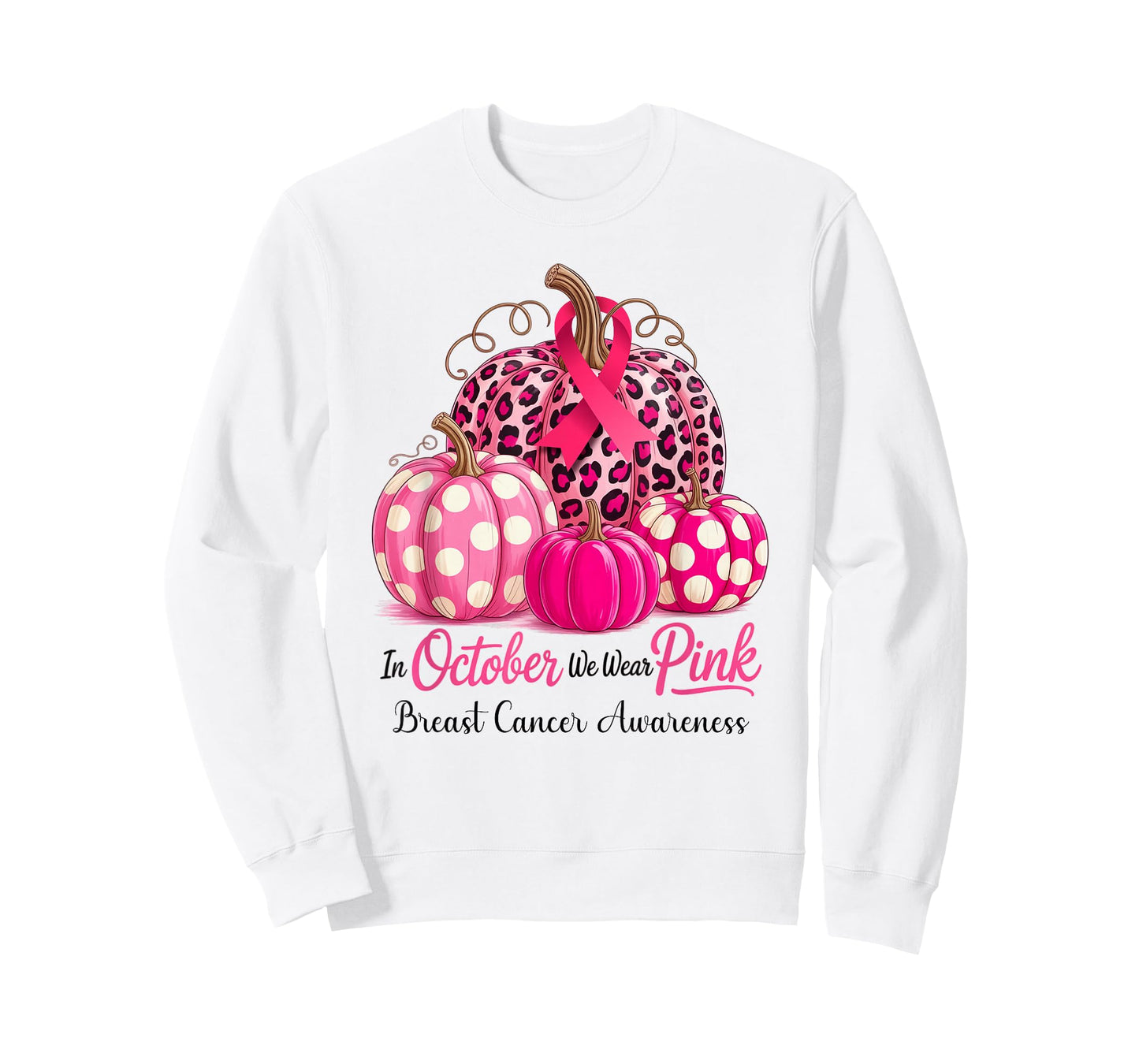 in October We Wear Pink Breast Cancer Pumpkin Fall for Women T-Shirt