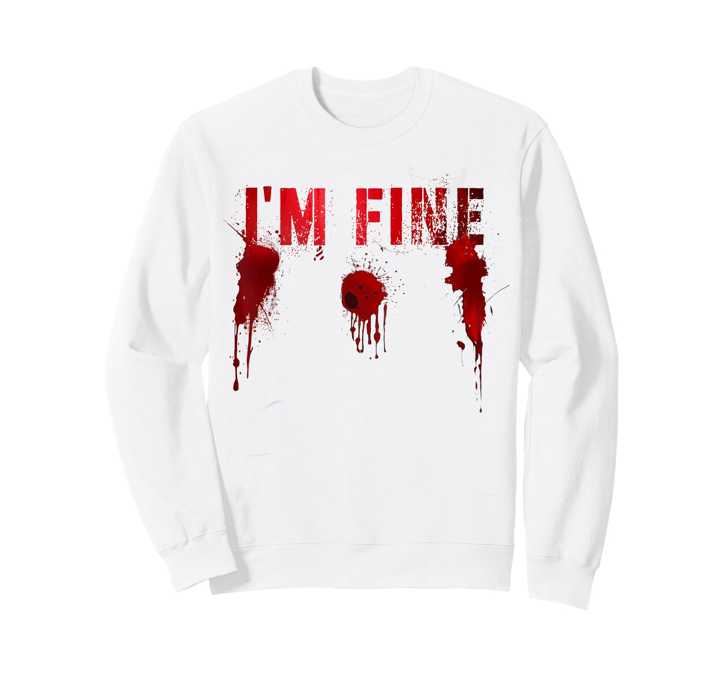 Funny I'M FINE Movie Flick Survivor Bloody Shots Scary Gun T-Shirt