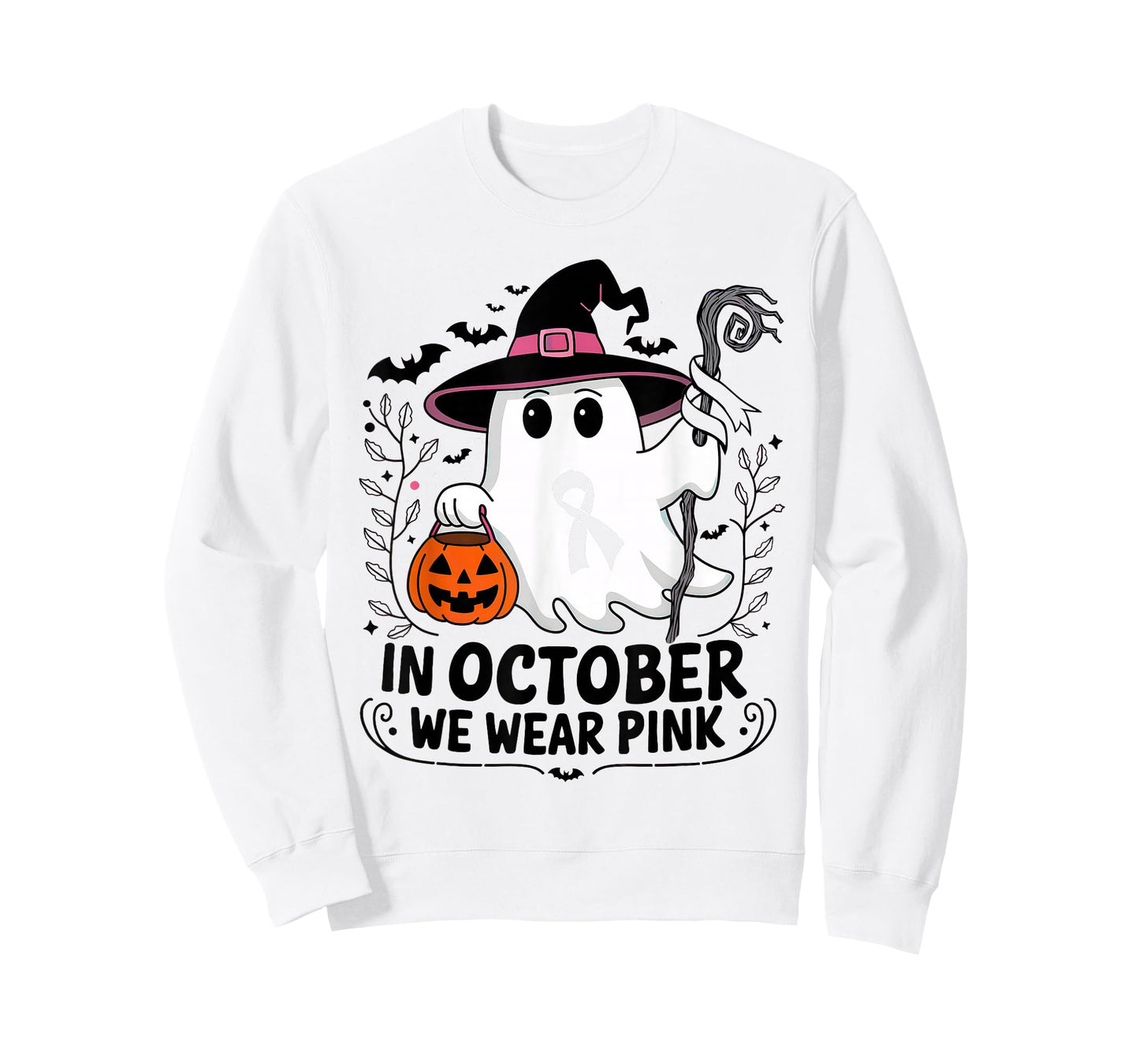 In October We Wear Pink Breast Cancer Awareness Halloween T-Shirt