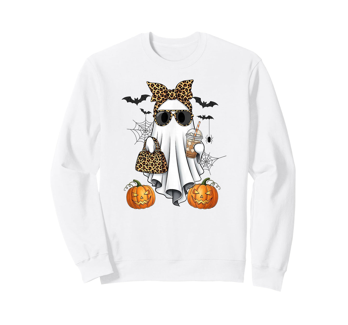 Fancy Leopard Ghost Girl Coffee Halloween Style Bougie Woman T-Shirt