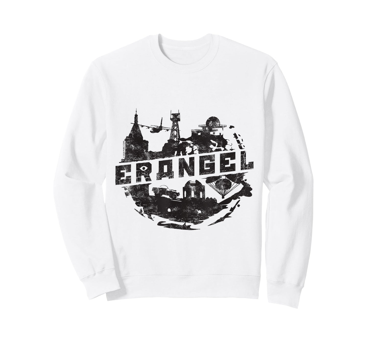 PUBG Erangel Logo T-Shirt - Men's Grey Cotton Polyester Blend Short Sleeve Classic Fit Crew Neck Collarless T-Shirt - Small