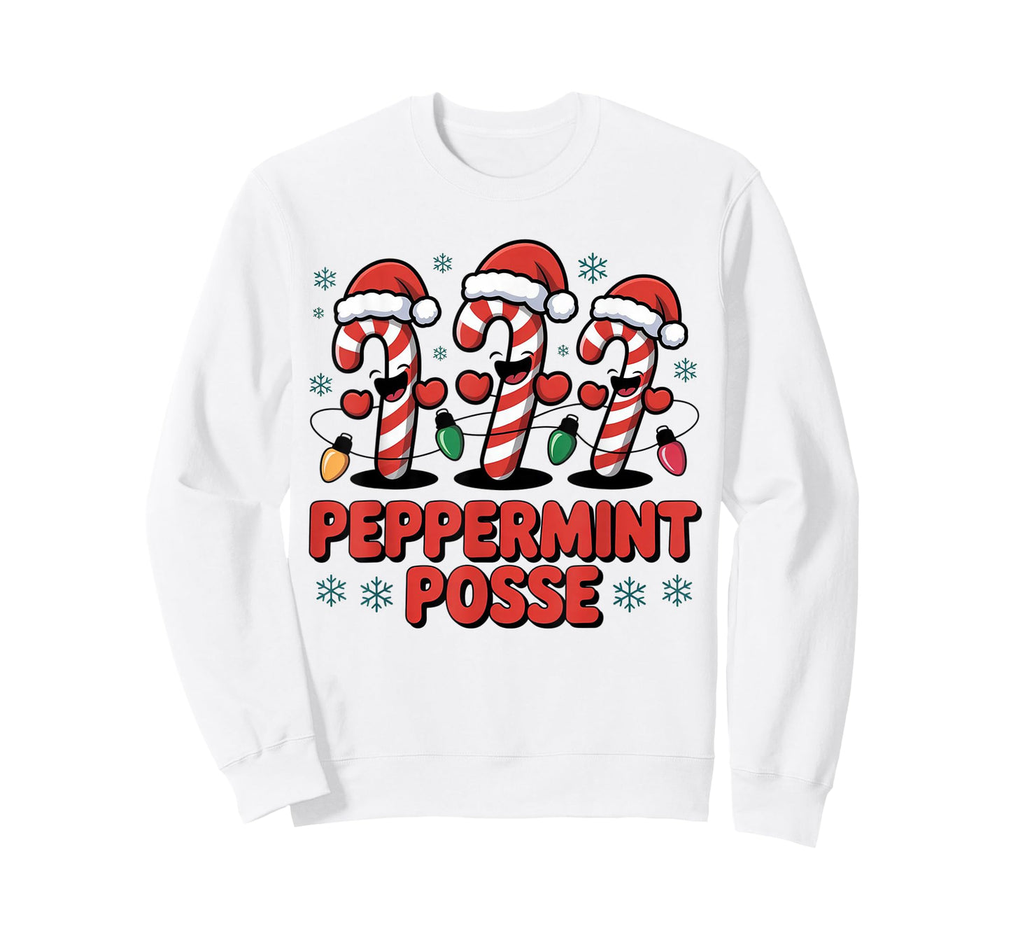 Peppermint Posse Candy Cane Funny Christmas Santa Hat T-Shirt