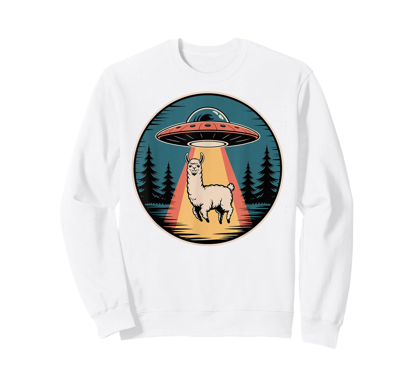 Funny Llama Alien Abduction UFO T-Shirt