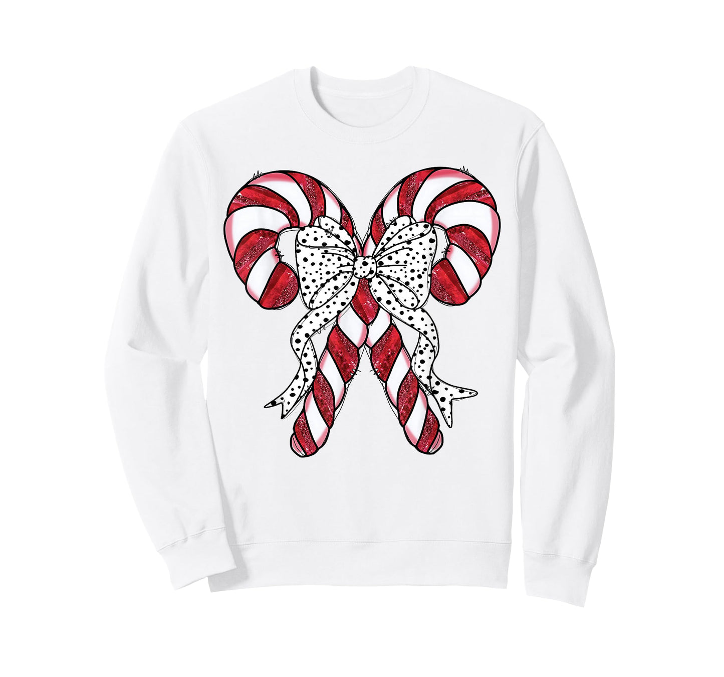 Retro Coquette Bow Candy Cane Christmas Season Women Girl T-Shirt