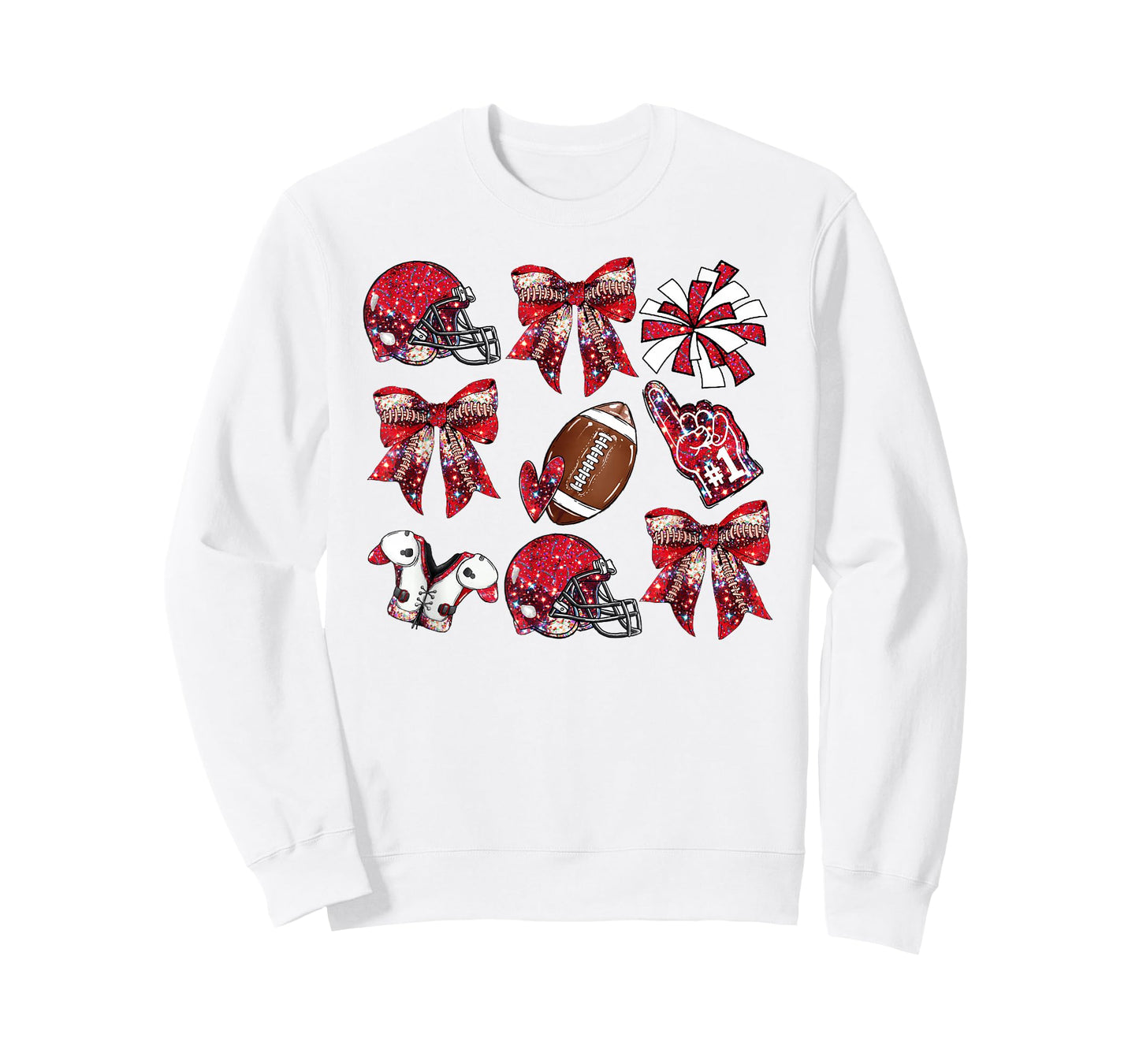 Red Coquette Bow Football Game Day Women Girls Kids T-Shirt