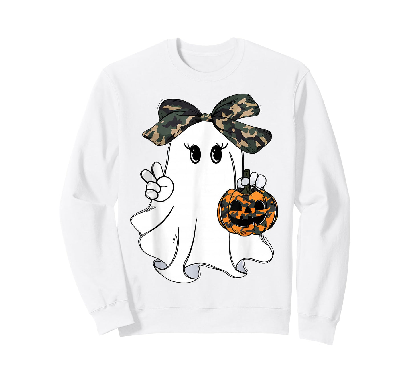 Camo Boo Ghost Camouflage Pumpkin Spooky Hunting Season T-Shirt