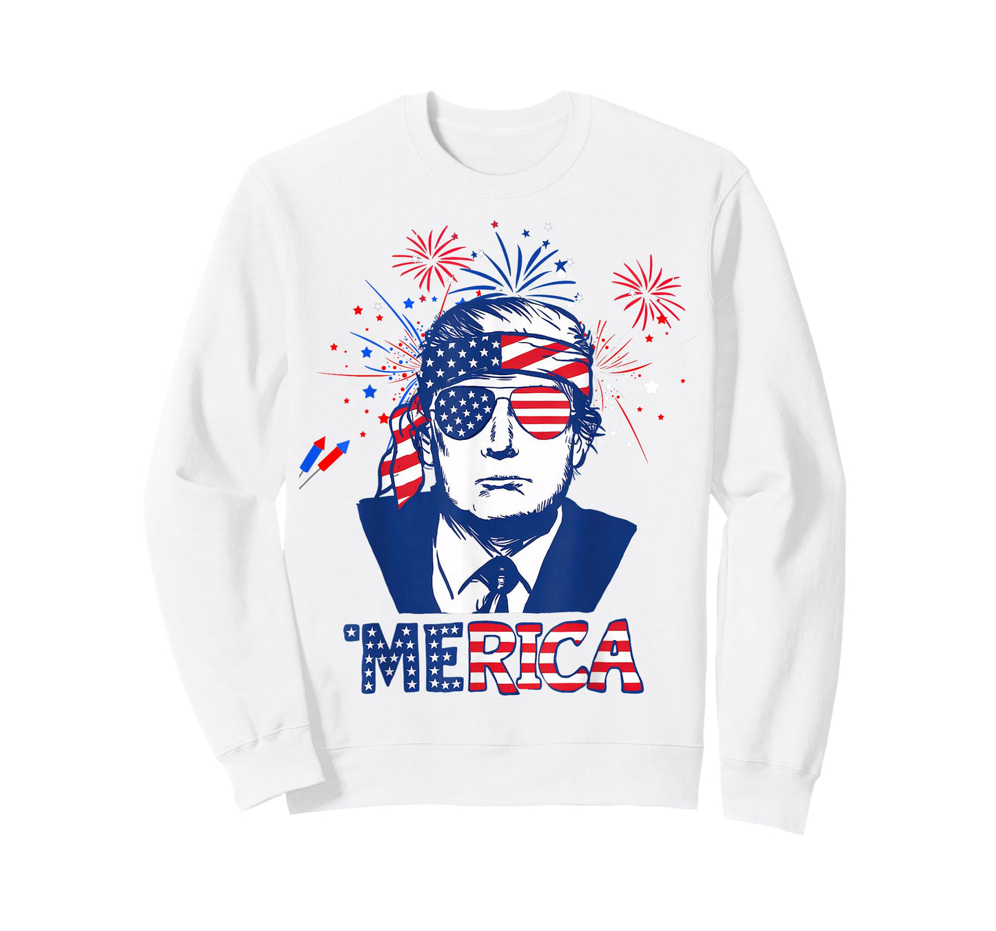 'MERICA TRUMP Happy 4th Of July Trump American Flag T-Shirt