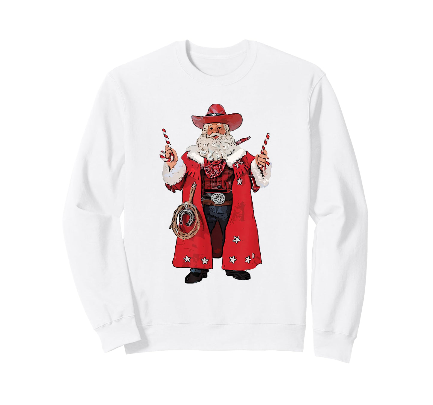 Retro Merry Christmas Howdy Santa Cowboy Western Santa T-Shirt