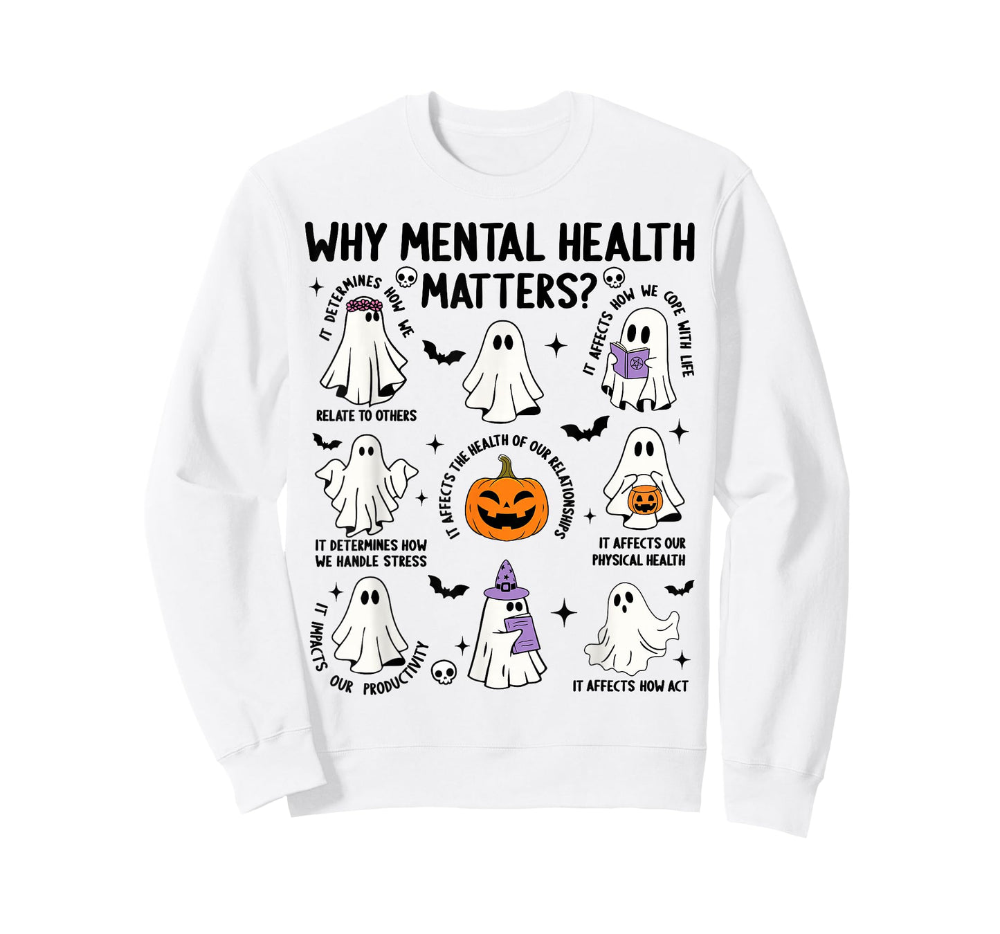 Why Mental Health Matters Halloween Ghost Boo Therapist Cute T-Shirt