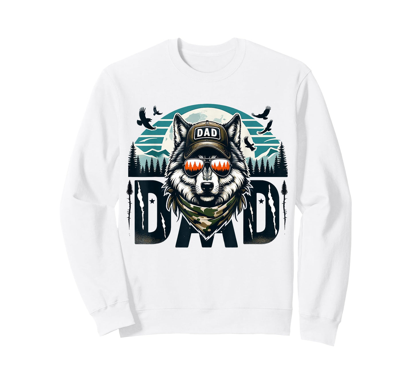 Funny Vintage Wolf Dad Wolf Lovers camping Daddy Fathers Day T-Shirt